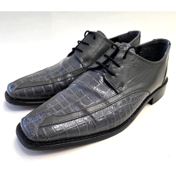 Men\'s Dress Shoes Oxford Gray Caymen/Alligator Size 8 M STACY ADAMS 21195 VGC main image 8